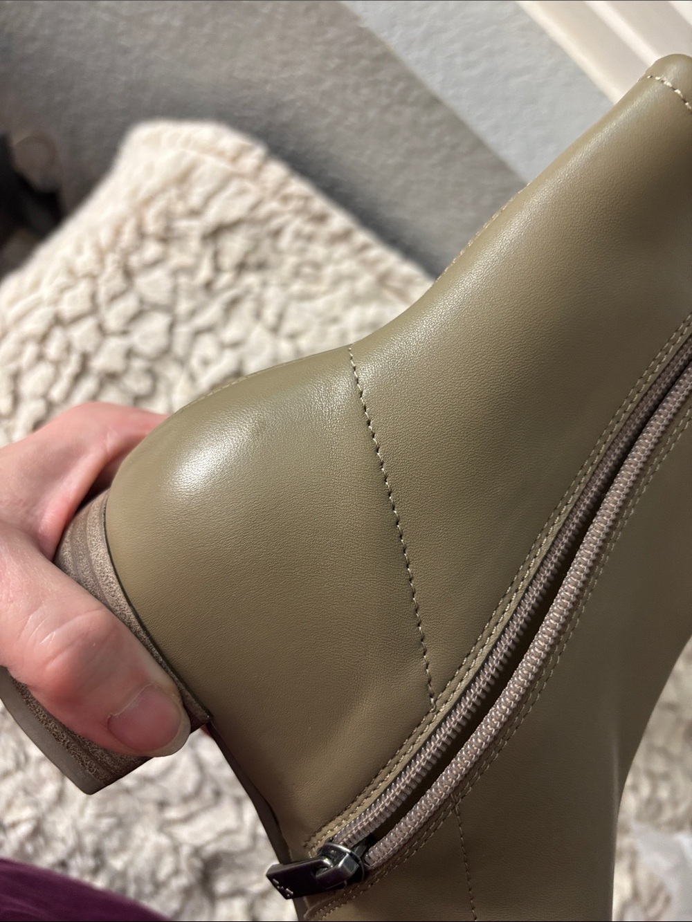 👢SPLENDID soft glove-tanned leather Betty Bootie/ankle boot medium heel ERMINE - Picture 15 of 16